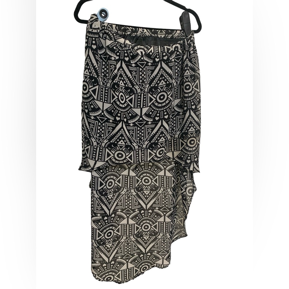 Black and white patterned skirt.